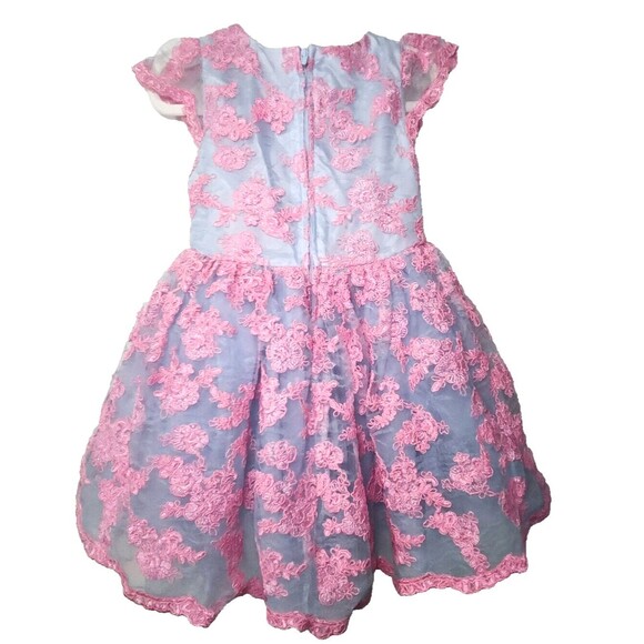 Embroidered Lace High/Low Romantic Tutu Couture Dress 3T Pink and Blue TC1960 - Picture 2 of 13